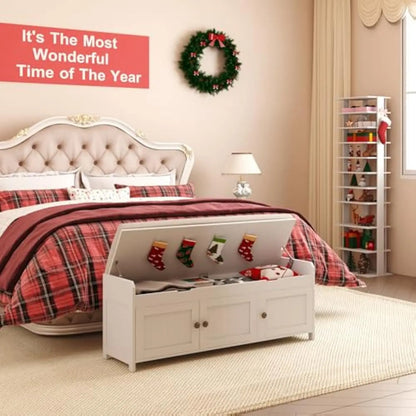 Shoe Bench with Lift Top Storage w/ Cushioned Seat