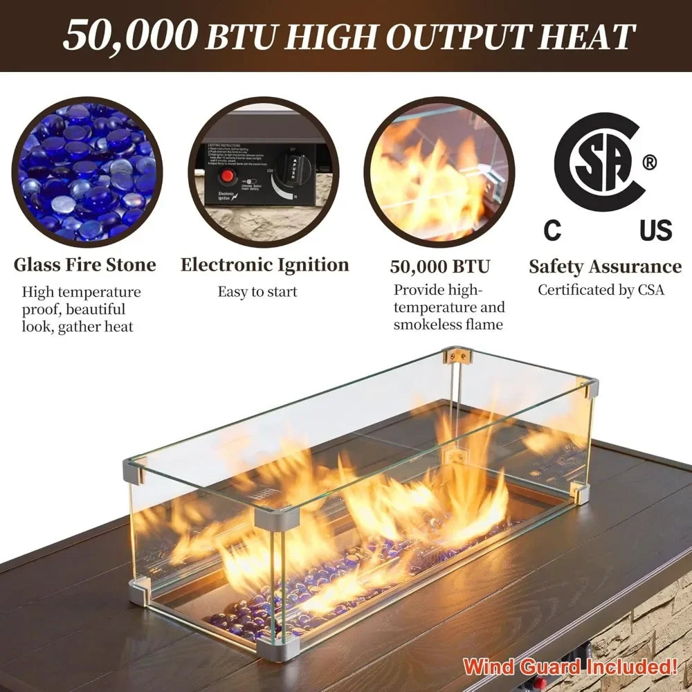 43" Propane Fire Pit Table Outdoor