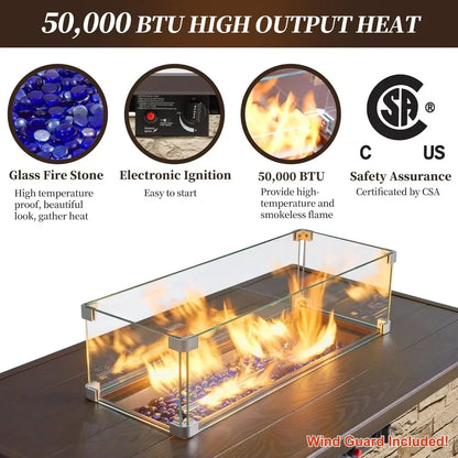 43" Propane Fire Pit Table Outdoor
