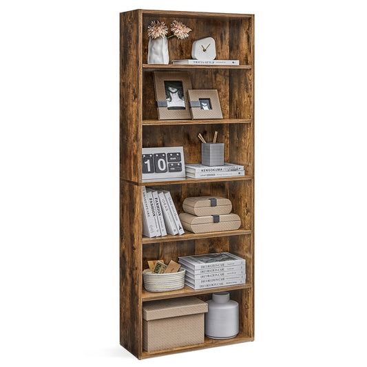 6-Tier Bookshelf w/Adjustable Storage Shelves