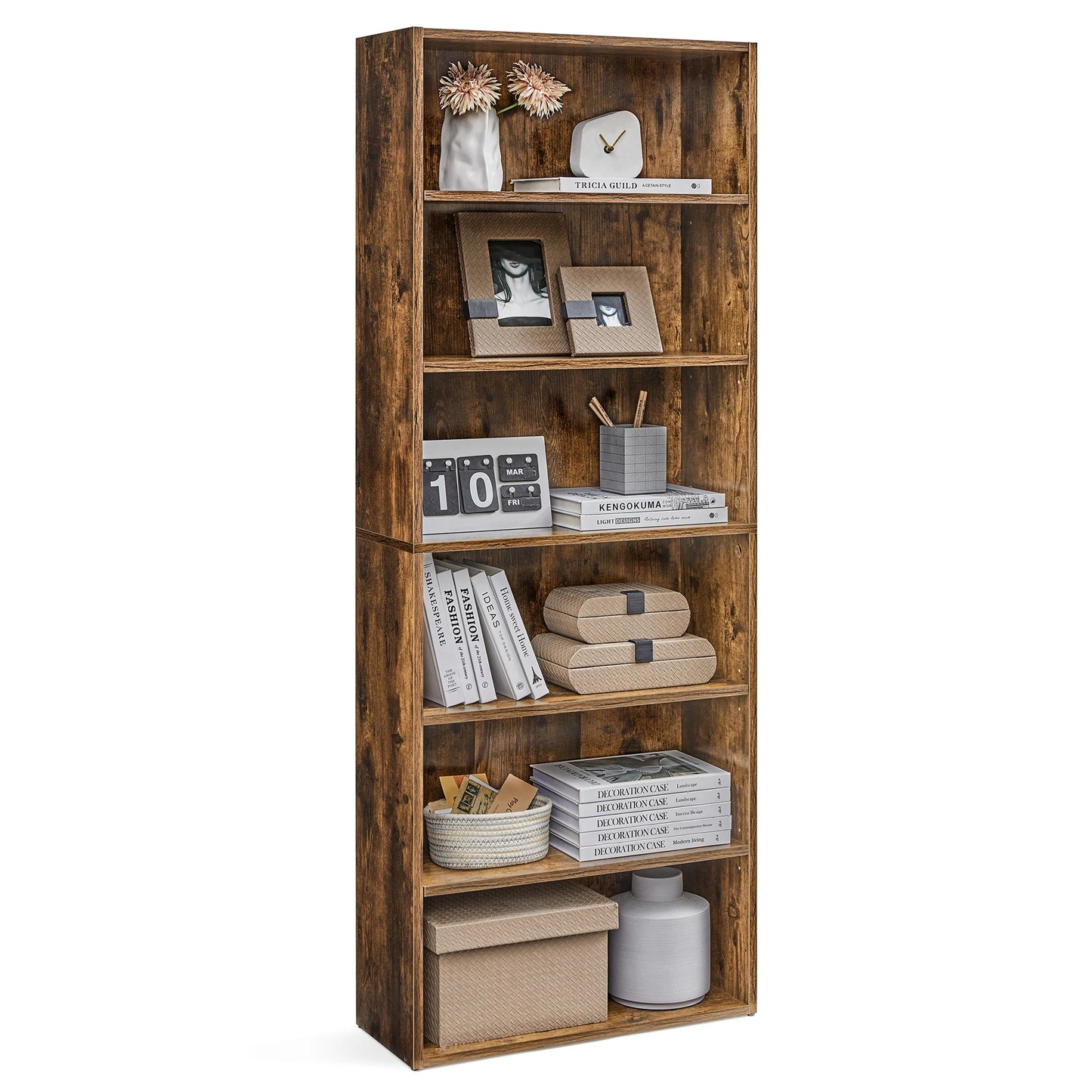 6-Tier Bookshelf w/Adjustable Storage Shelves