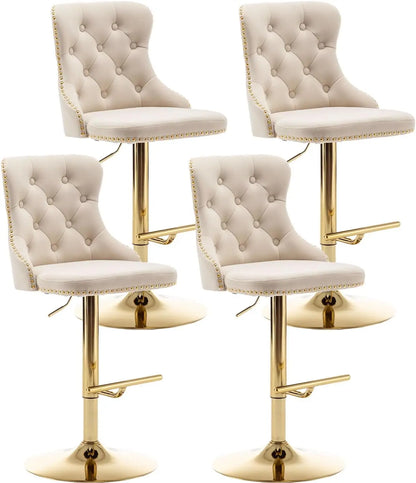 Set of 4 Velvet Bar Stools