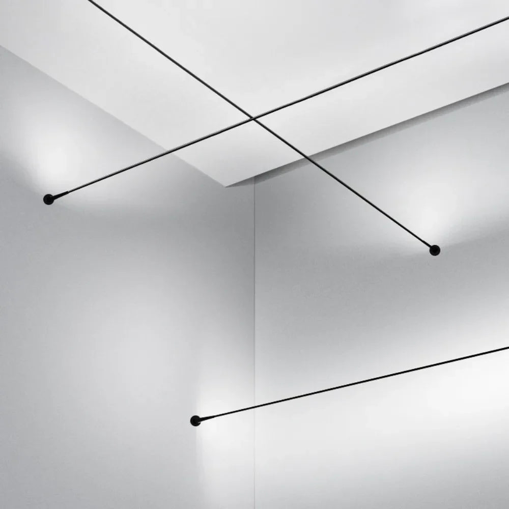 Modern Black White Linear Wall Lamp Skyline Wall Sconce Background LED Bar