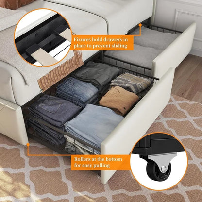 Upholstered 4-Drawer Bed Frame