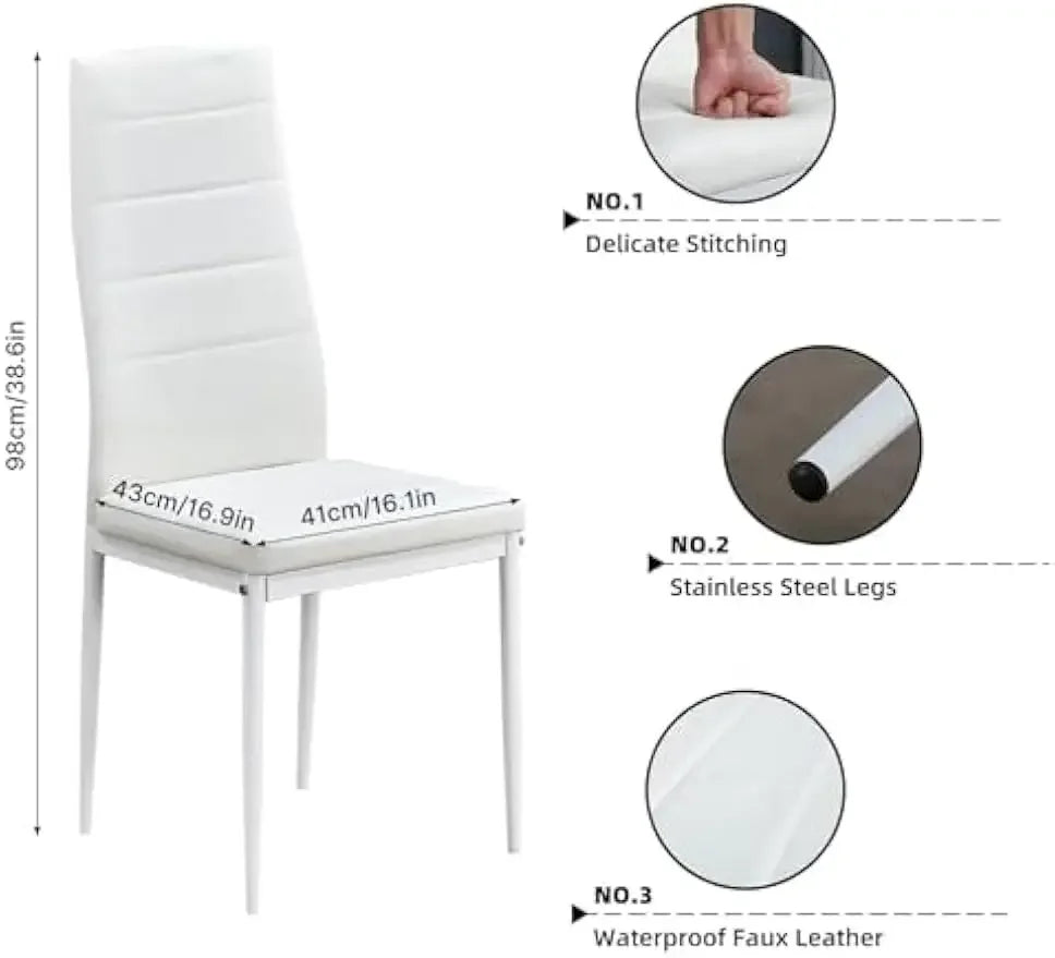 High Back Faux Leather Dining Table and Chairs