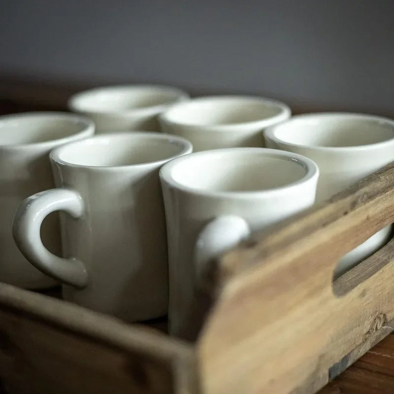 Set of 6 Off White Coffee Mugs