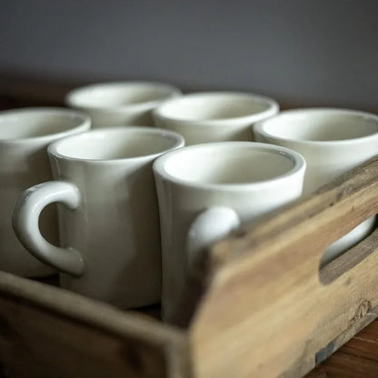 Set of 6 Off White Coffee Mugs