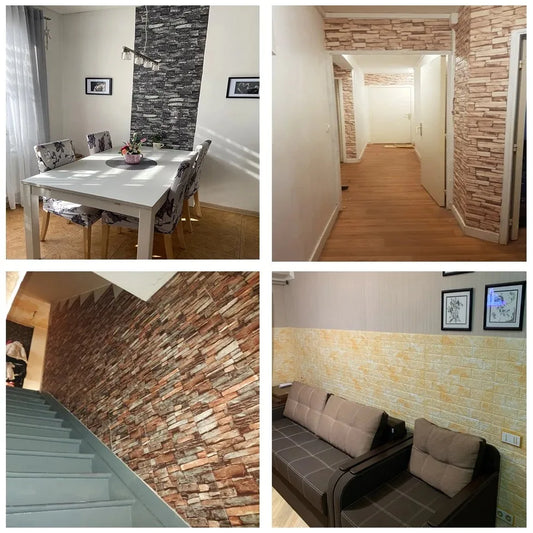 1-10pcs Brick Pattern Wall Stickers Wallpaper 77cmx70cm Waterproof