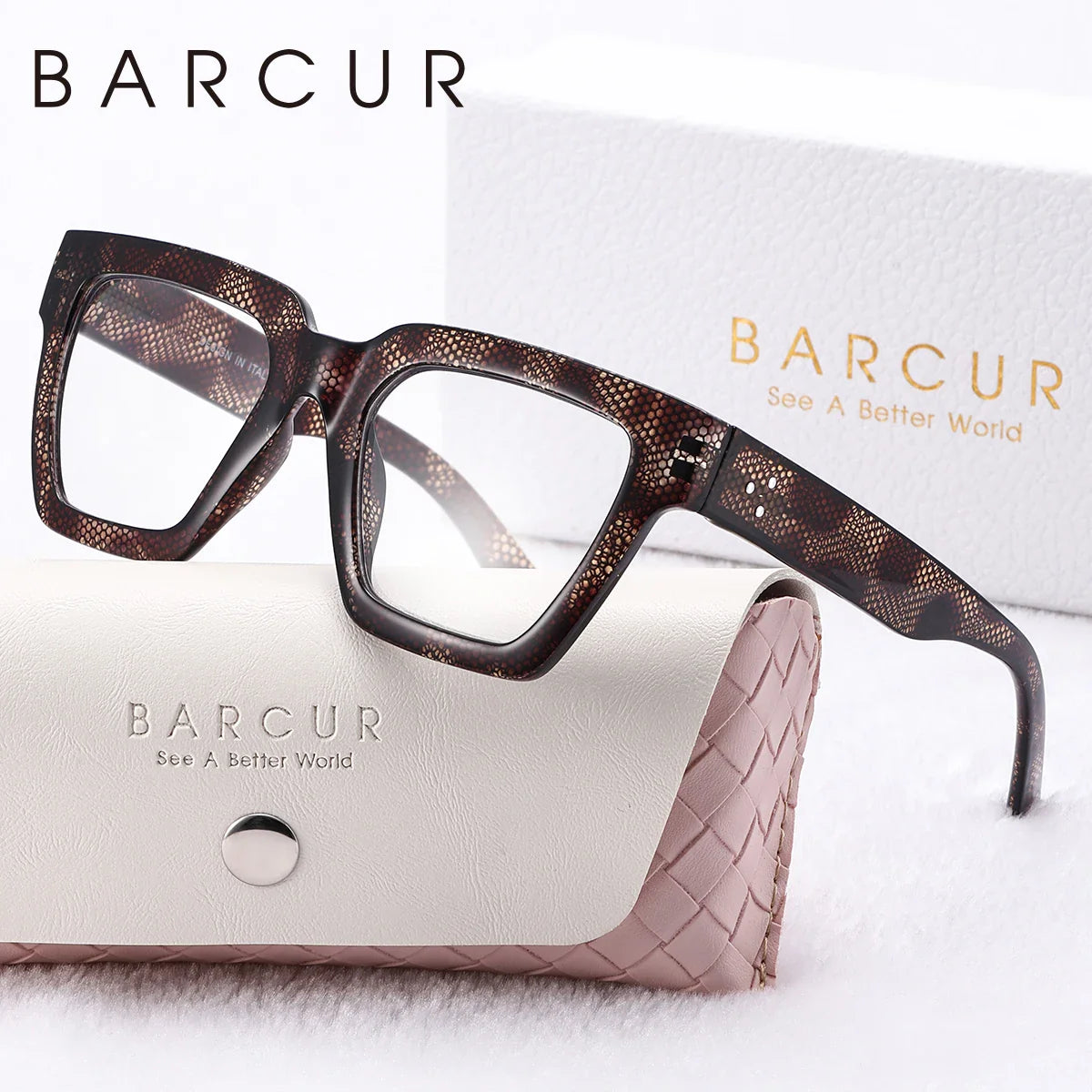 BARCUR Large Fashionable Frame Pink Reading Glasses for Women