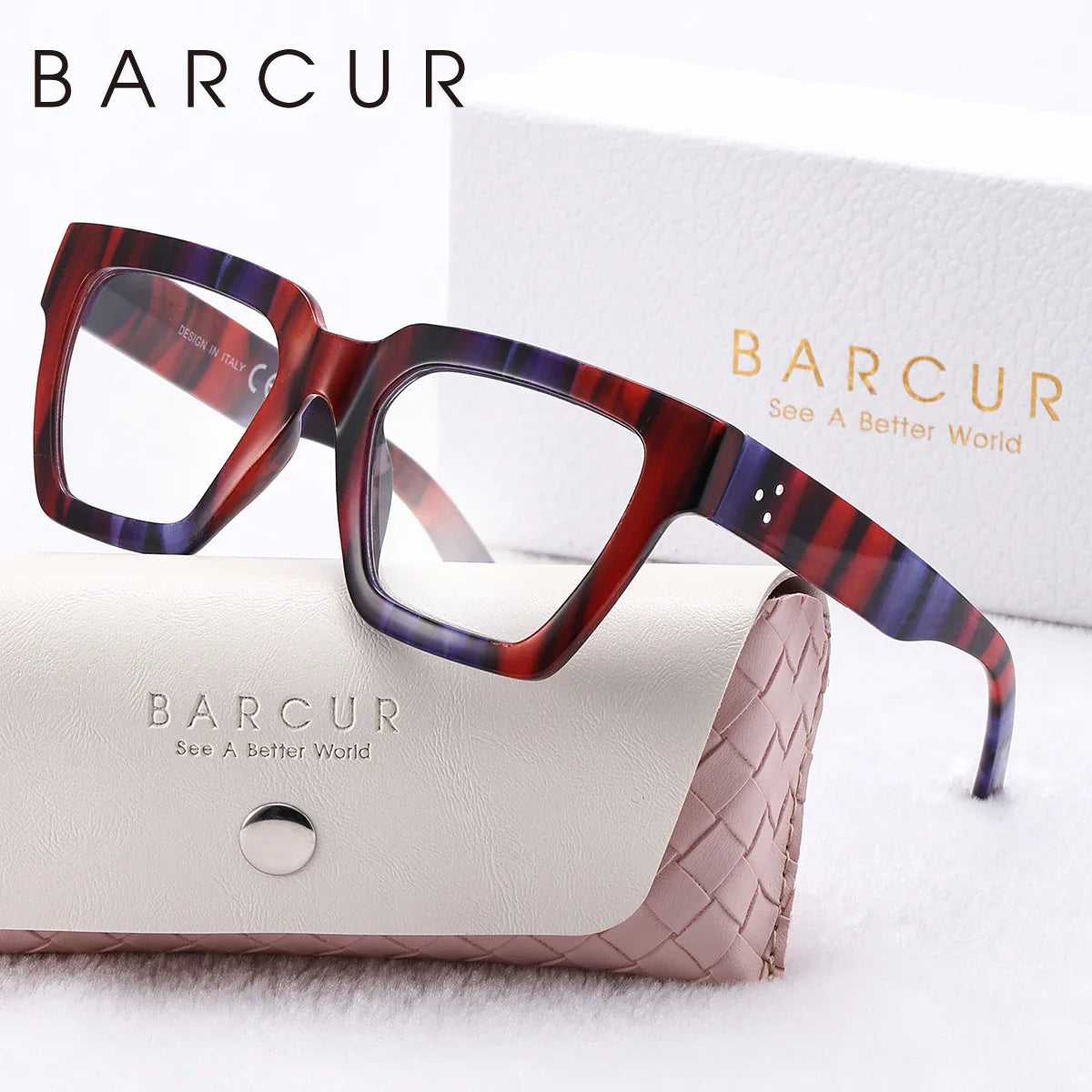 BARCUR Large Fashionable Frame Pink Reading Glasses for Women