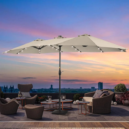 15'x9' Patio Umbrella LED Double-sided (No Base)