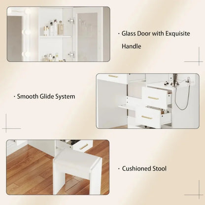58.3" Vanity Desk with Mirror & Lights