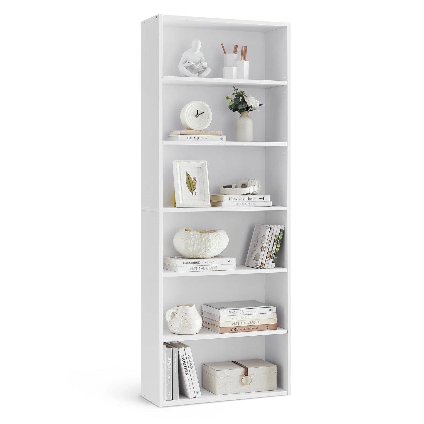 6-Tier Bookshelf w/Adjustable Storage Shelves