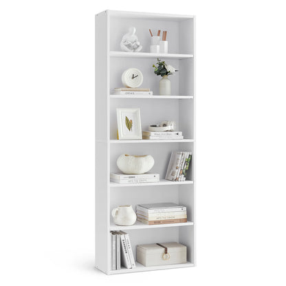 6-Tier Bookshelf w/Adjustable Storage Shelves
