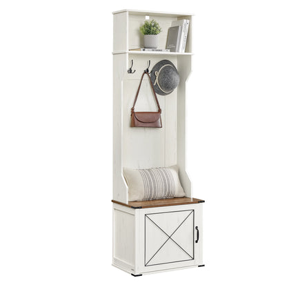 Hall Tree with Bench/Shoe/Coat Rack Entryway 3 Tri-Hooks, Door with Handle