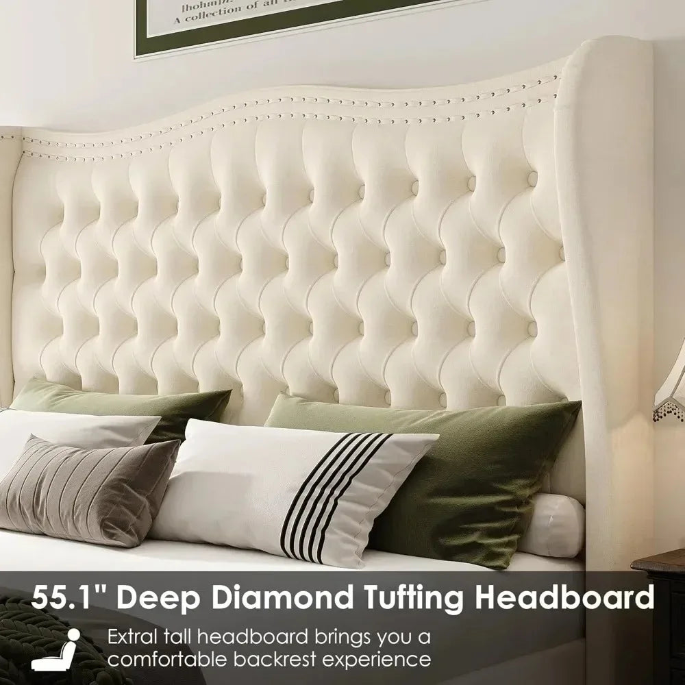 55" Queen or King Size Bed Frame and Headboard