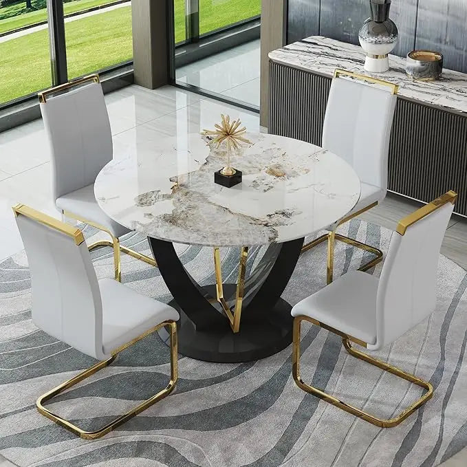 4 sets of 48" round dining table with 4 cushioned chairs