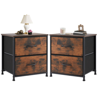 Nightstand/Bedside Coffee Table For Bedroom 2 Fabric Drawers