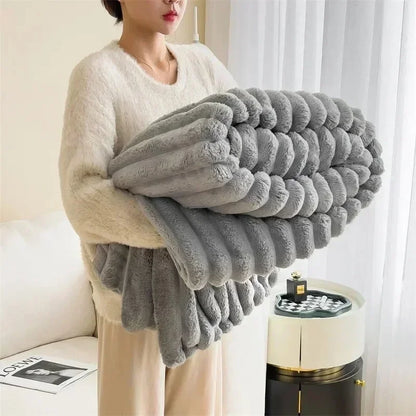 Rabbit Plush Autumn Warm Blanket for Bed