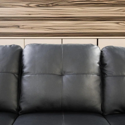 98" Faux Leather Couch with Ottoman and Cup Holder