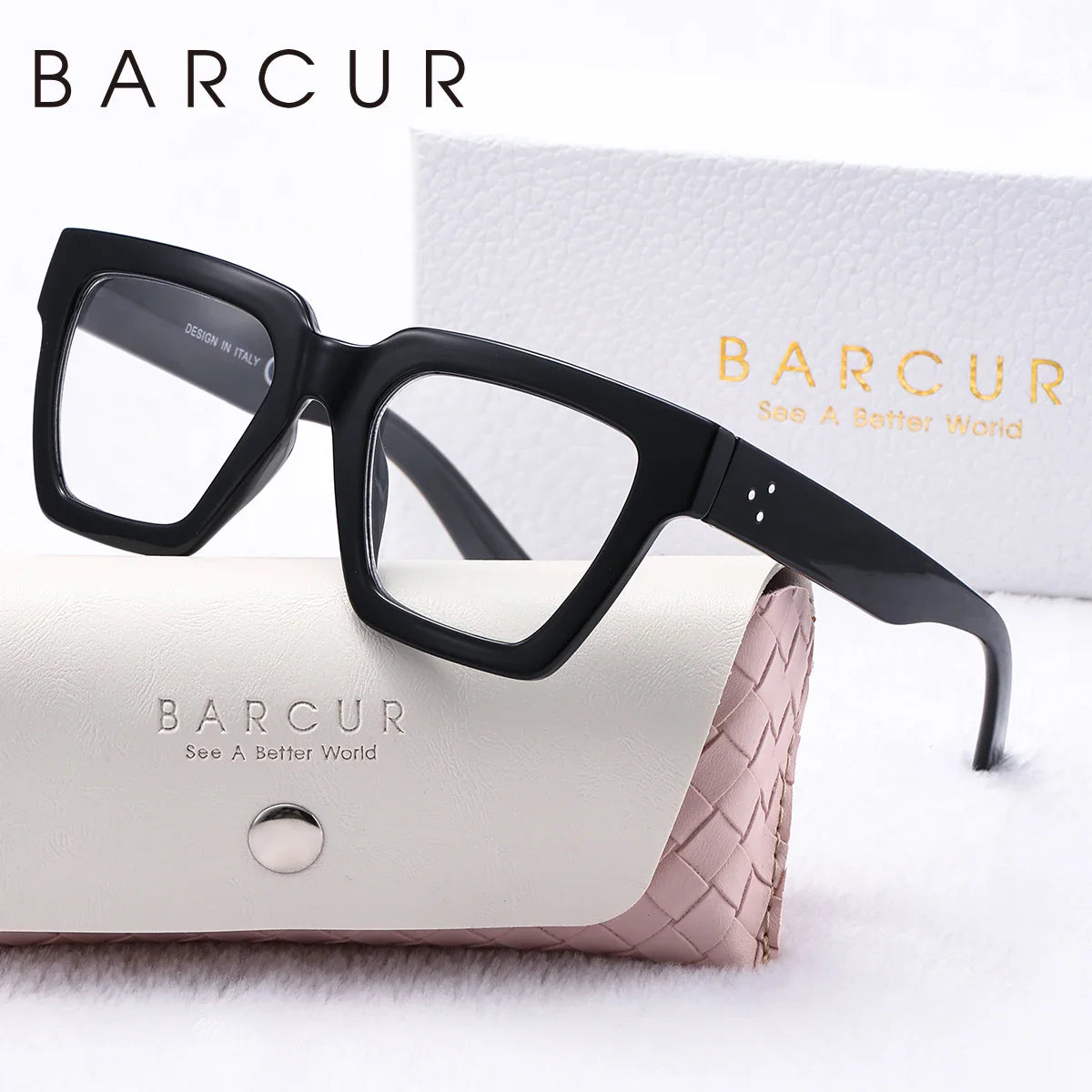 BARCUR Large Fashionable Frame Pink Reading Glasses for Women
