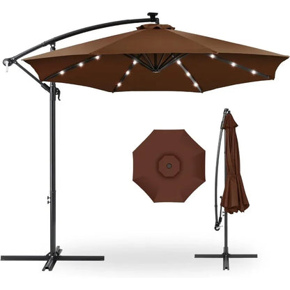 10ft Solar LED Hanging Patio Umbrella