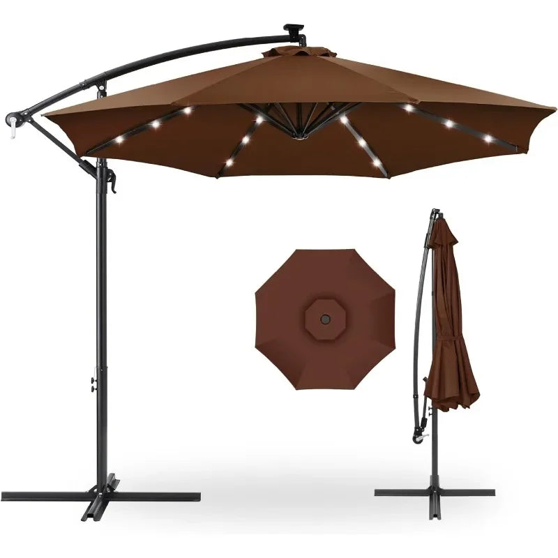 10ft Solar LED Hanging Patio Umbrella