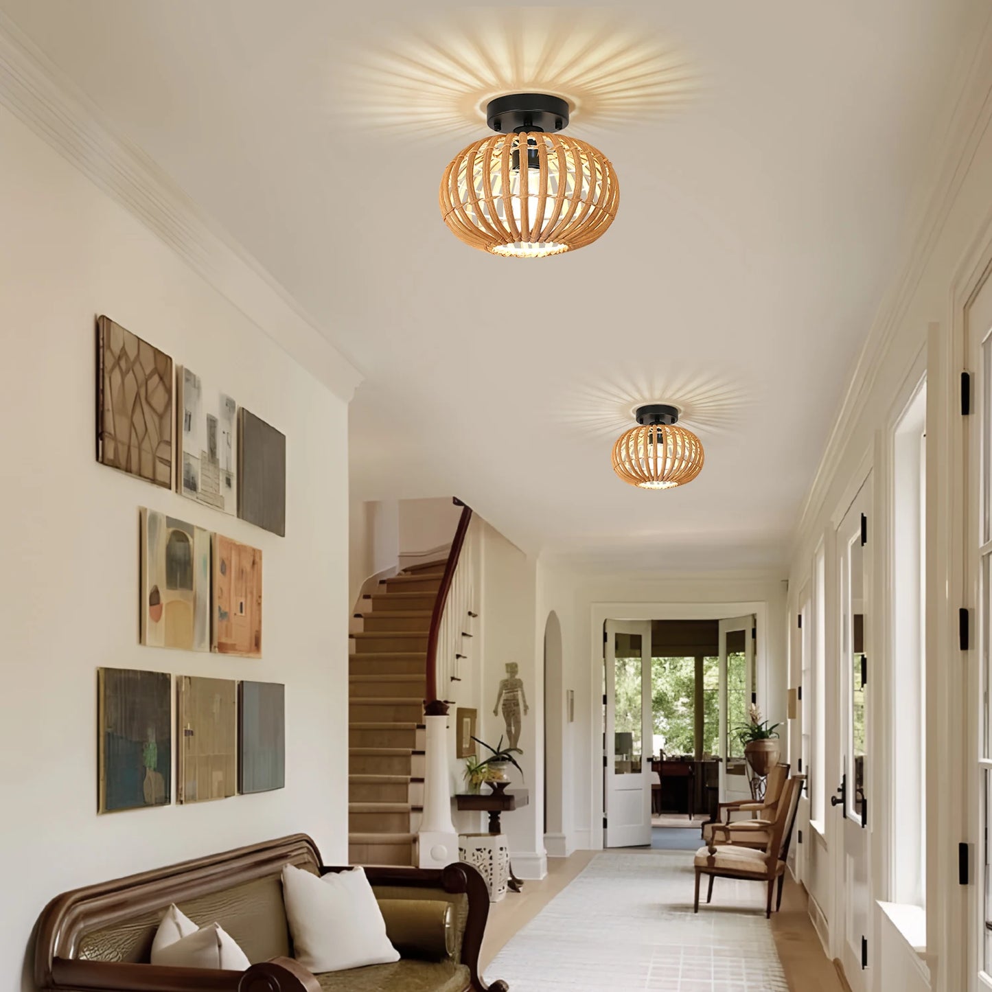 9.8" Bamboo Ceiling Light Fixture