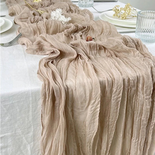 Semi-Sheer Sage Gauze Cheesecloth Table Runner