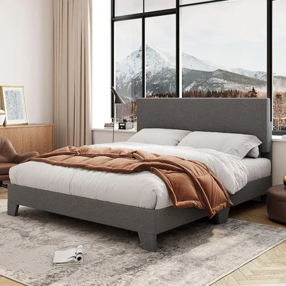 Bed Frame with Adjustable Headboard, Mattress Foundation, No Box Spring Needed