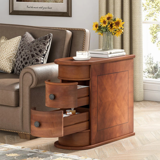 Solid Wood Round Sofa or Bedside End Table