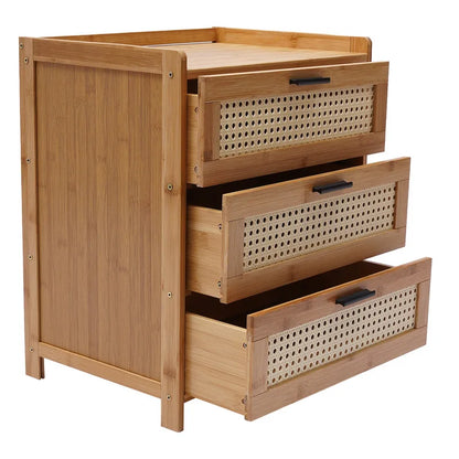 3- Drawer Bamboo Wood Nightstand