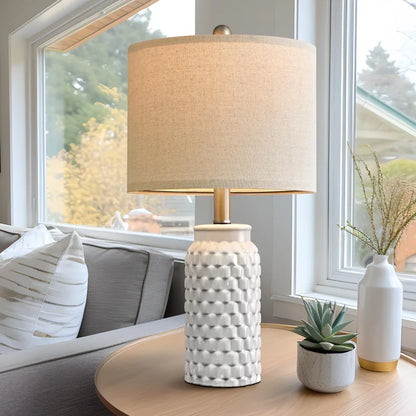 20.5" White Ceramic Bedside Lamp Set of 2