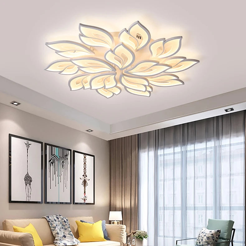 Living Room Lights Modern LED Ceiling Lamp Nordic Leaf Design Bedroom Dining Room Chandeliers Home Decor Interior Light Fixture