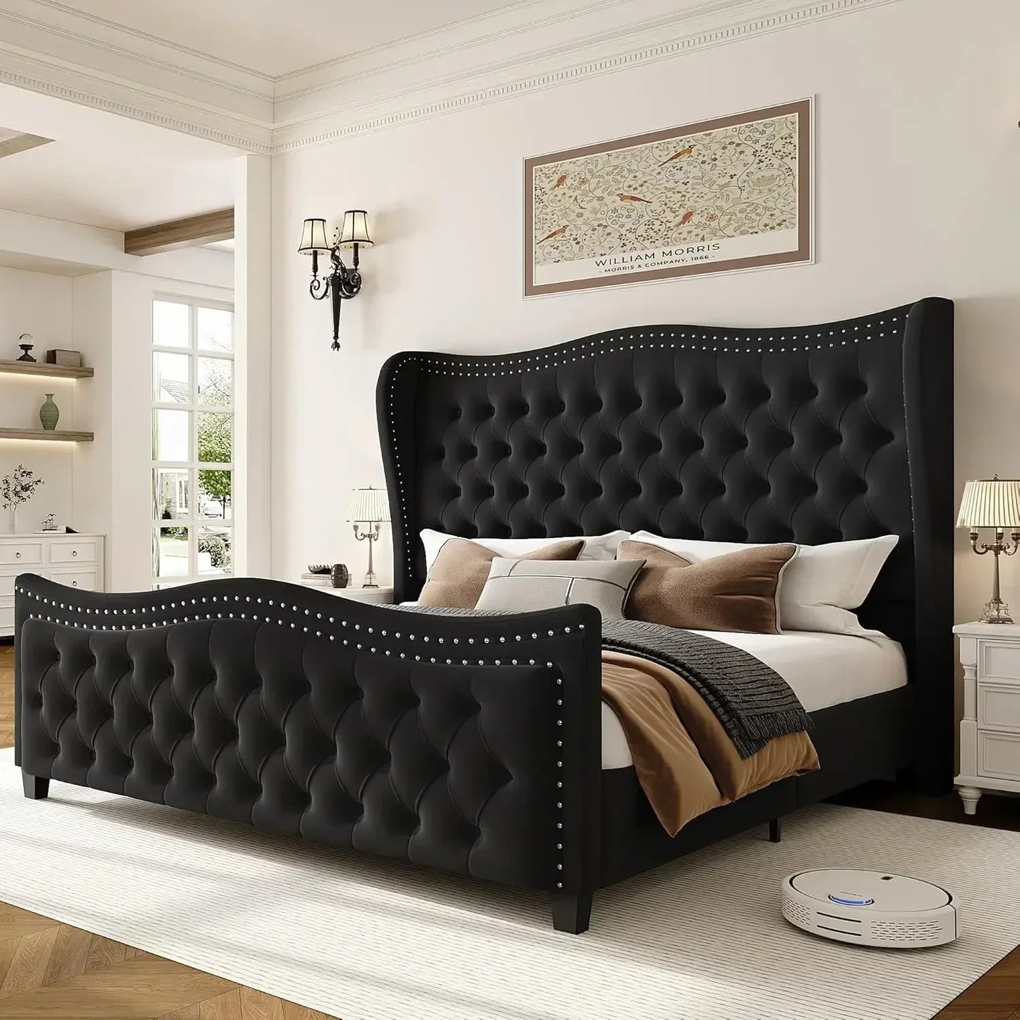 55" Queen or King Size Bed Frame and Headboard