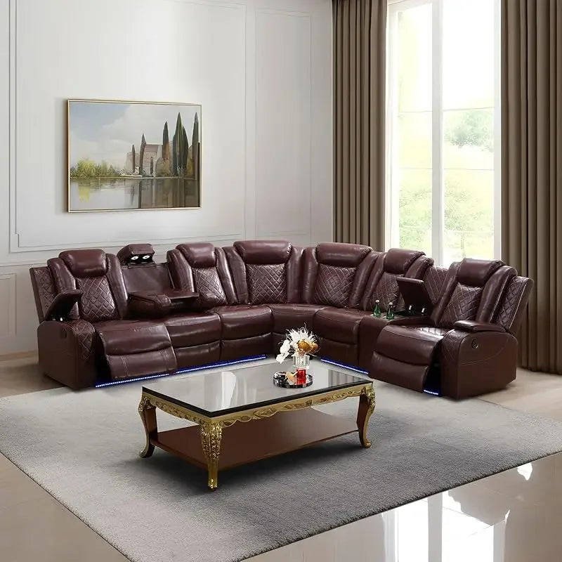 Recliner Living Room Set with LED Lighting