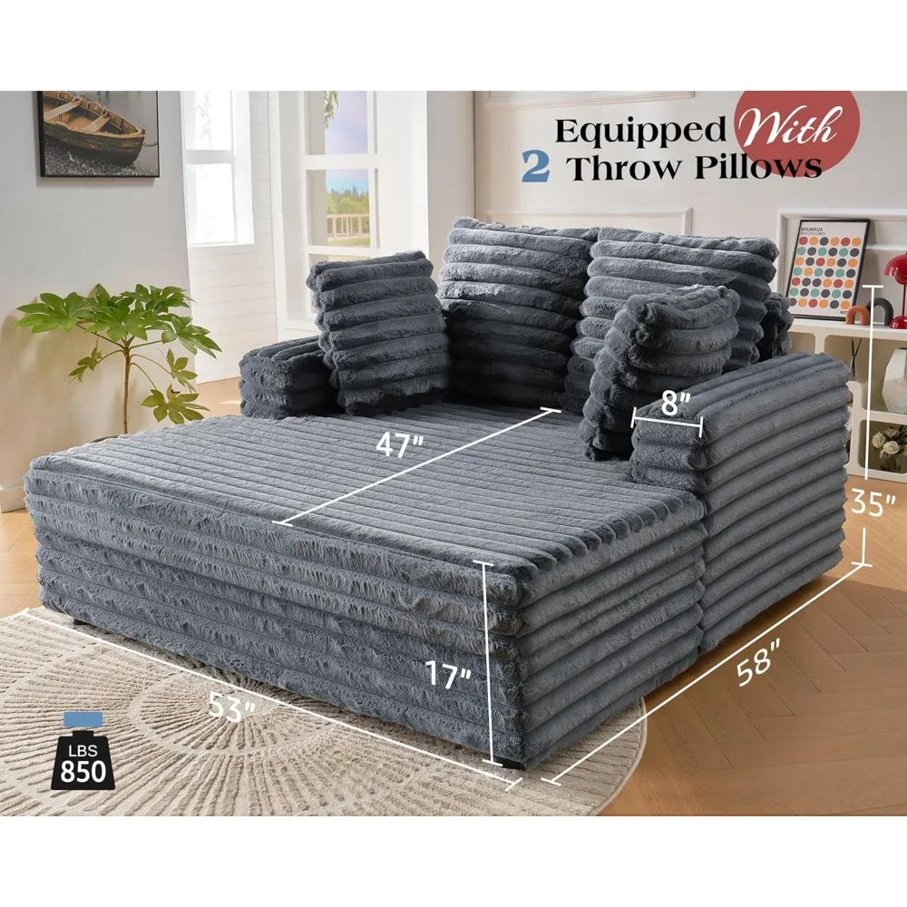 53" Upholstered Chaise Lounge