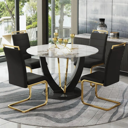 4 sets of 48" round dining table with 4 cushioned chairs