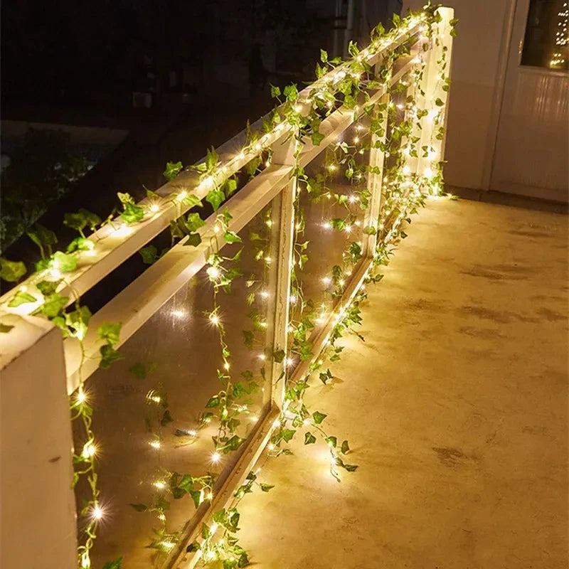 Fake Green Leaf Ivy Vine with LED Lights Garland Home Decor