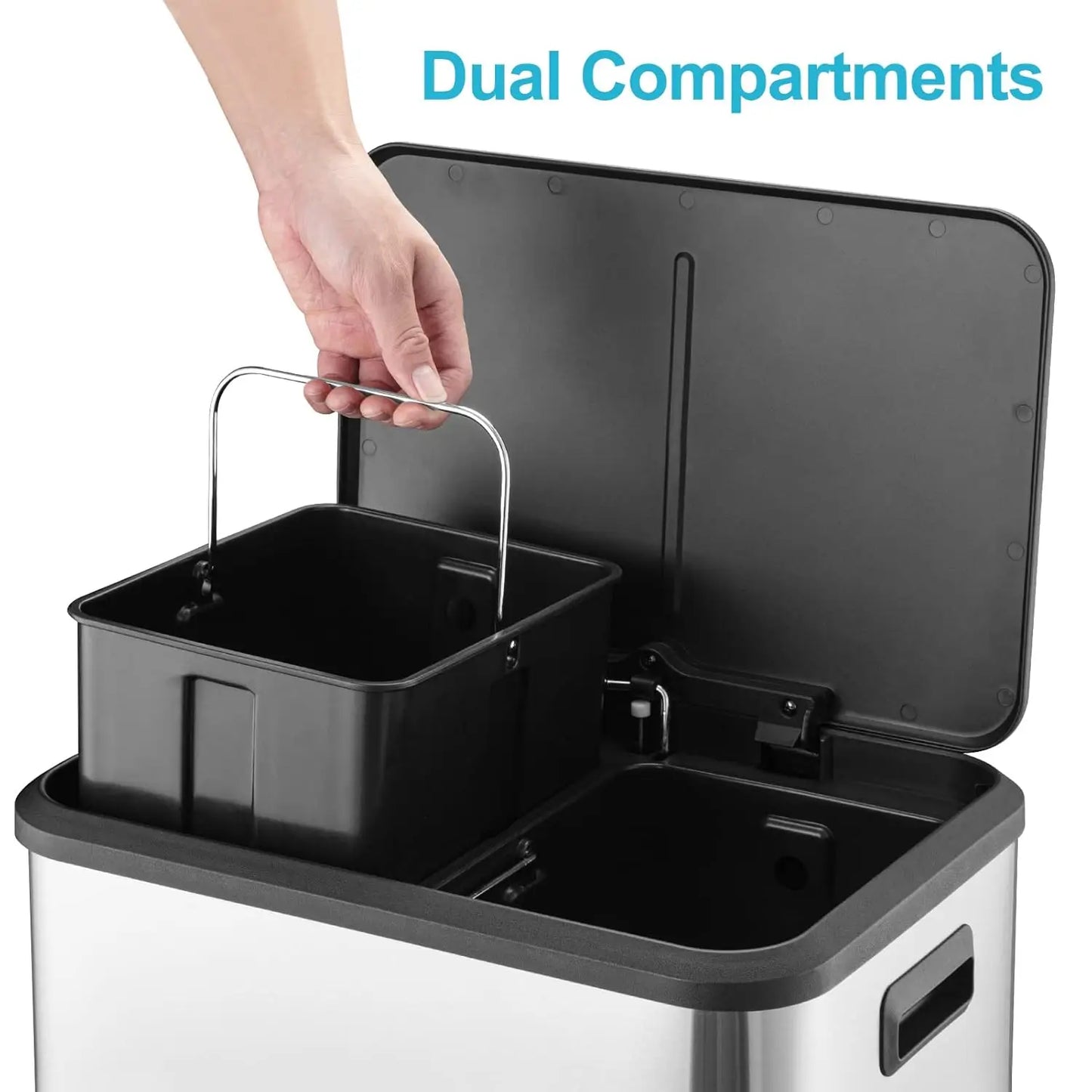 Dual Trash Can Stainless Steel