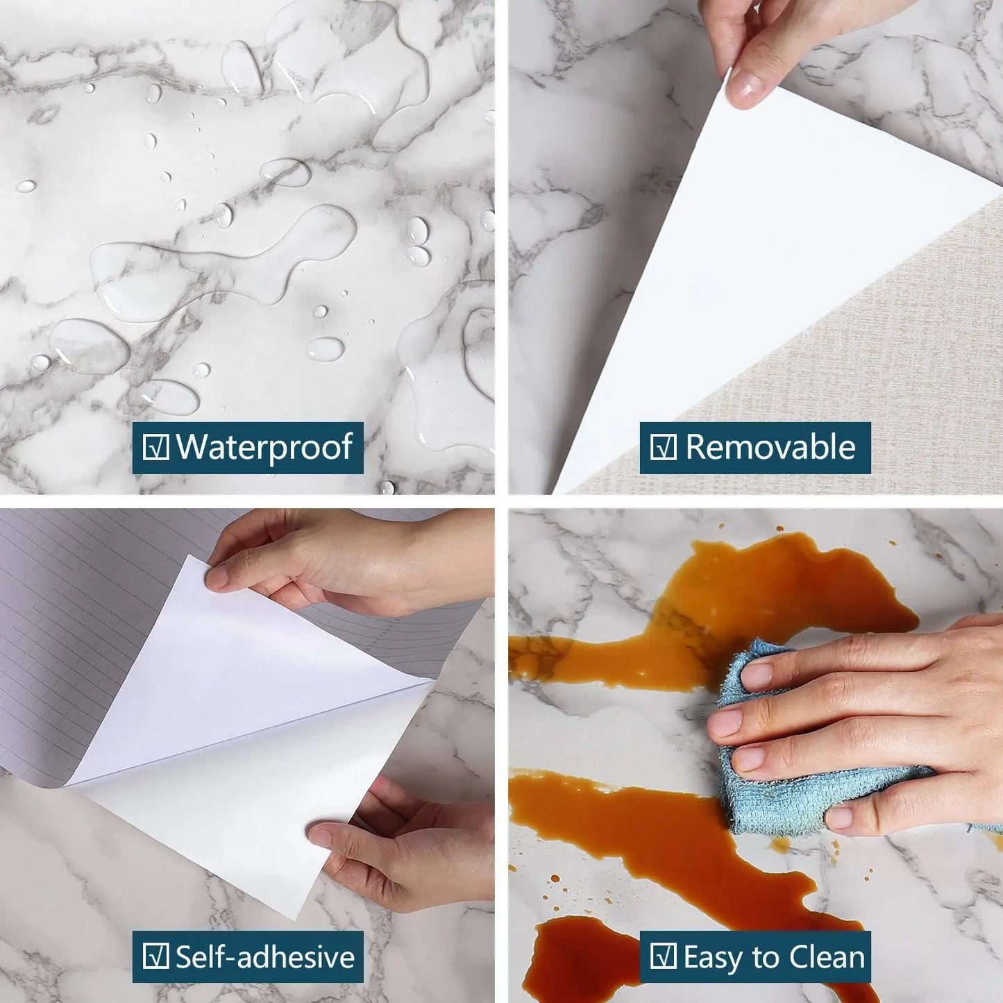 Marble Contact Paper for Counter tops, Removable Peel and Stick