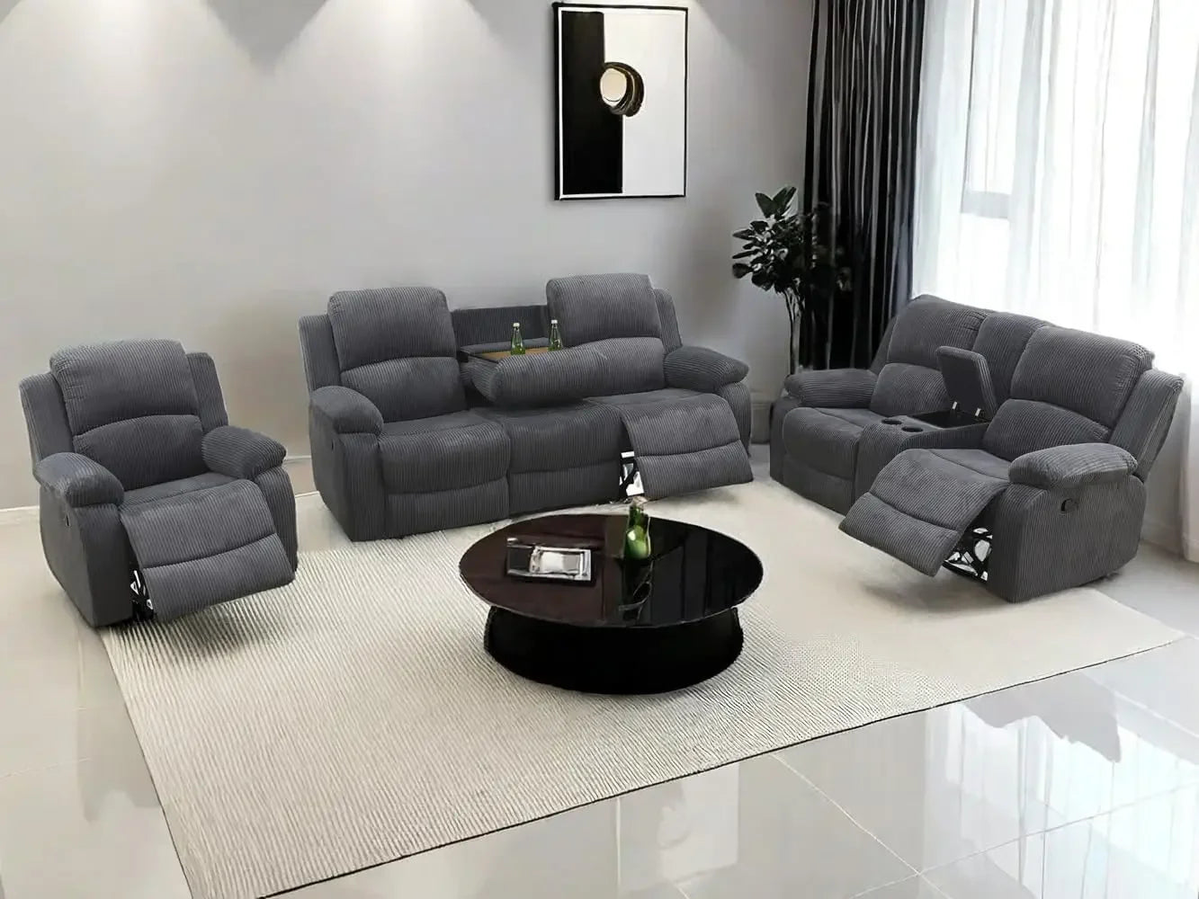 Living Room Furniture Reclining Couch Set