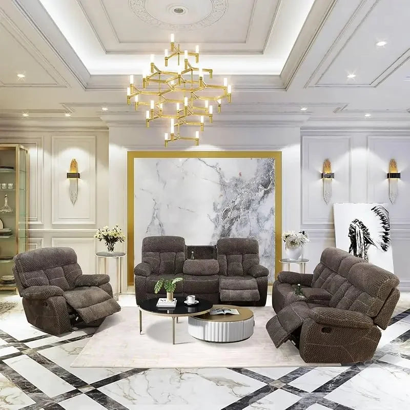 Recliner Living Room Set with LED Lighting