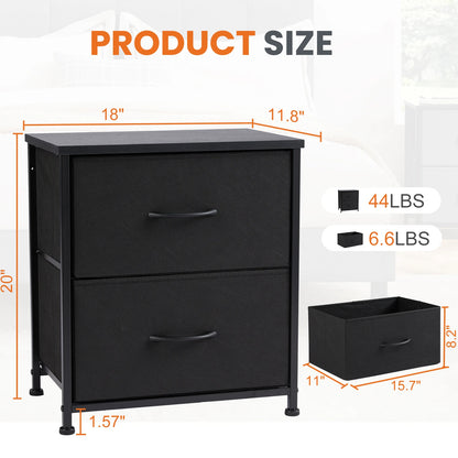 Nightstand/Bedside Coffee Table For Bedroom 2 Fabric Drawers
