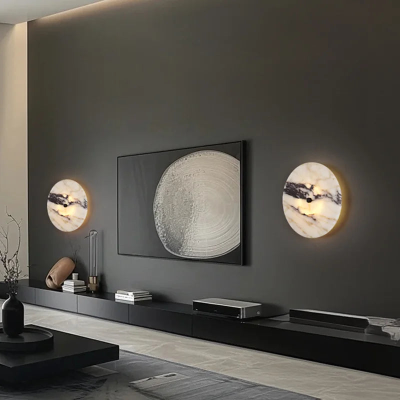 Round Luxury Natural Stone Wall Lamp