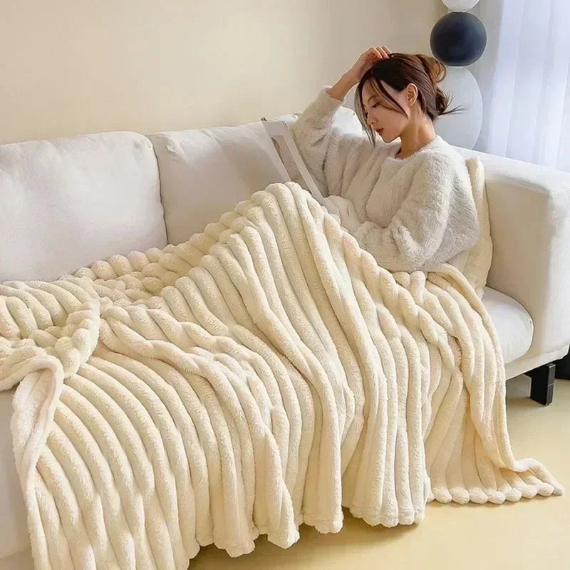 Rabbit Plush Autumn Warm Blanket for Bed
