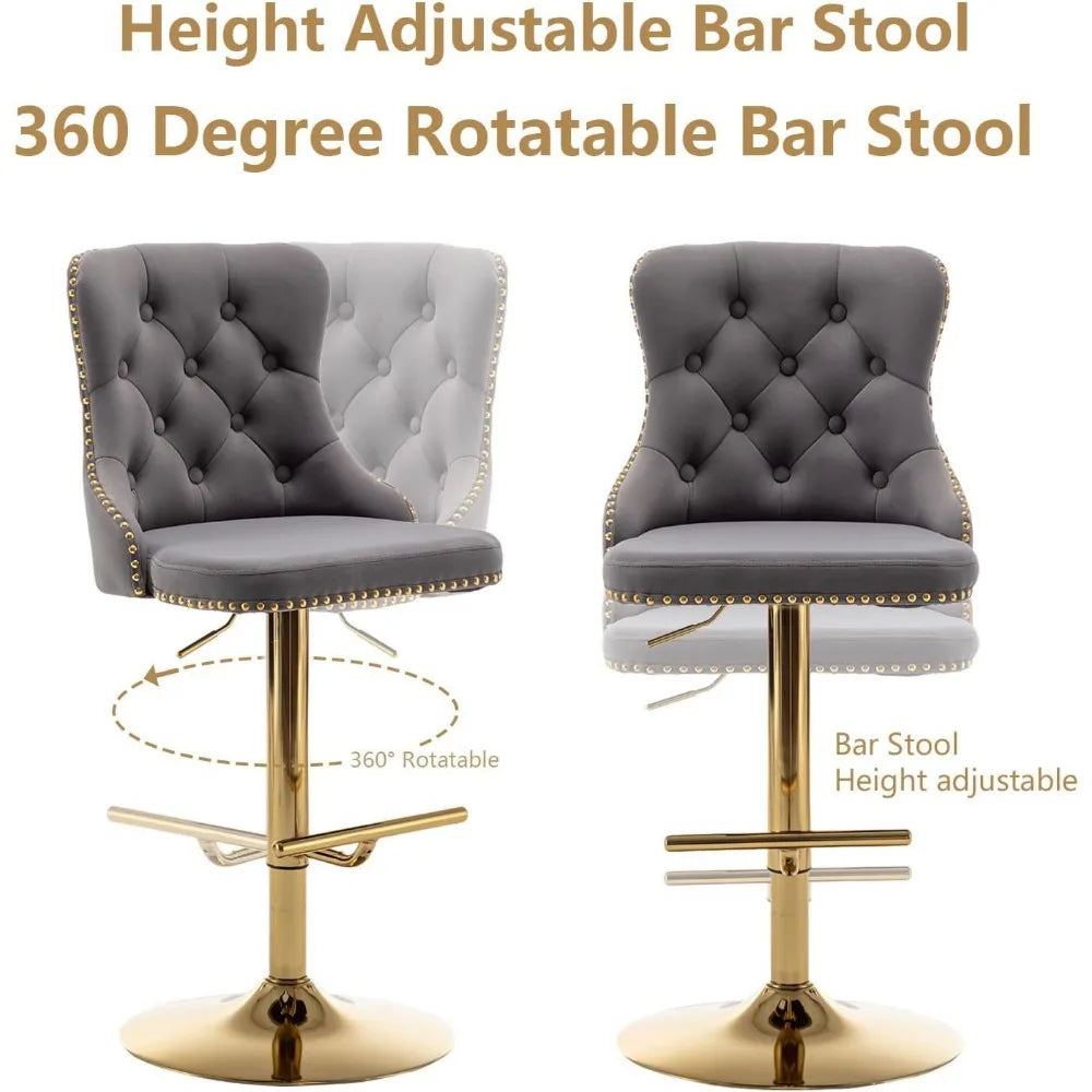 Set of 4 Velvet Bar Stools