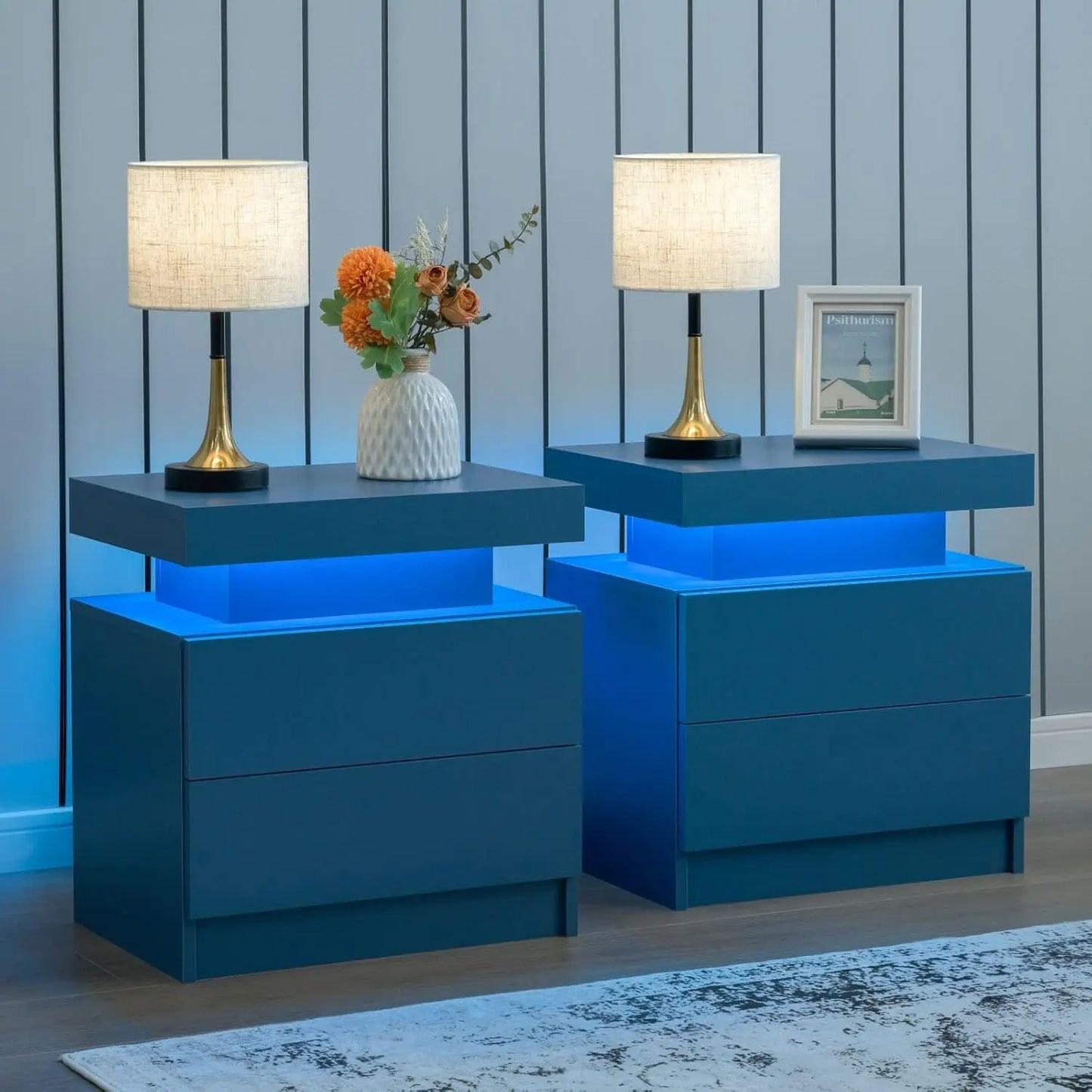 LED Nightstand with 2 Drawers