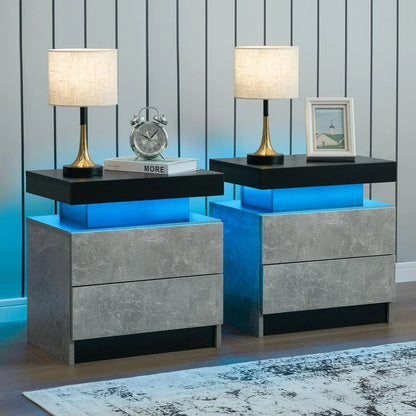 LED Nightstand with 2 Drawers