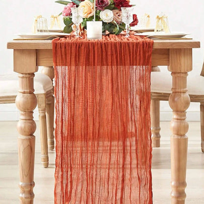 Semi-Sheer Sage Gauze Cheesecloth Table Runner